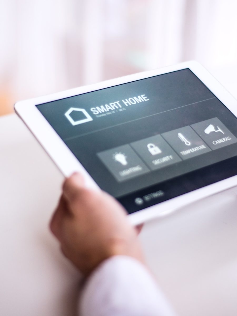 A tablet with smart home screen.