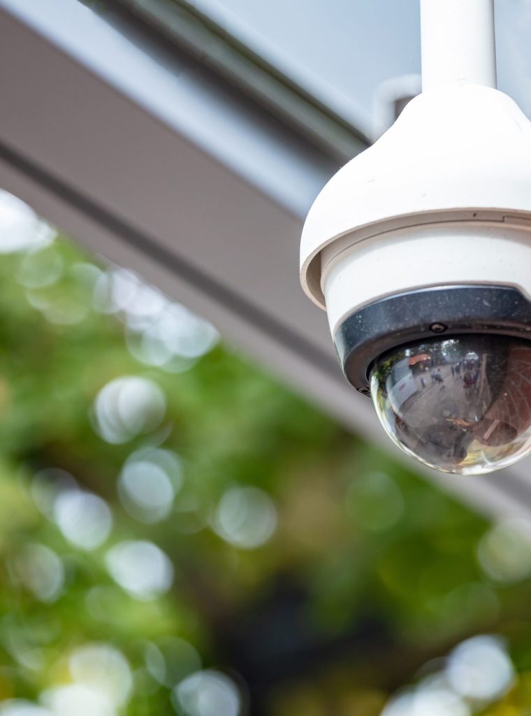 Surveillance CCTV Security Camera on the roof, closeup view